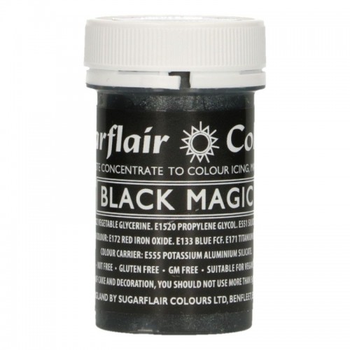 Sugarflair pastel gel colour - satin black magic - 25g