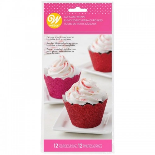 Wilton Cupcake Wrappers - Rot und Rosa Glitzer - 24 Stück