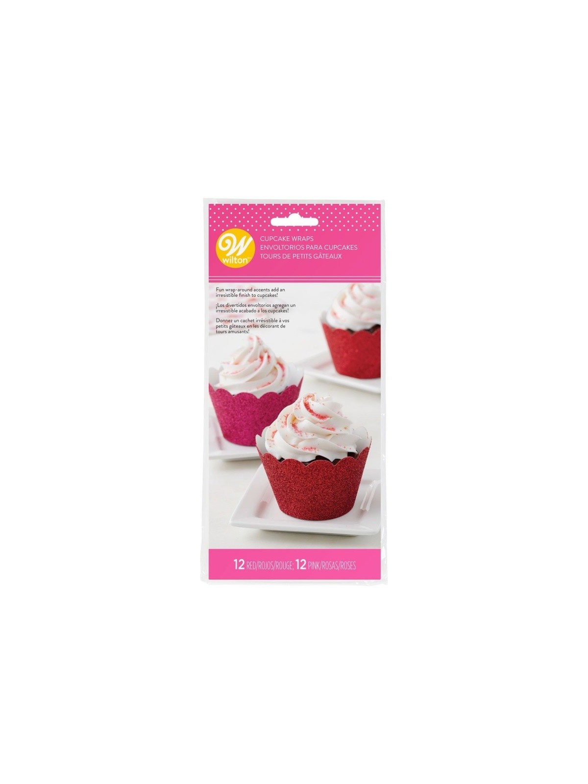 Wilton Cupcake Wrappers - roter und rosa Glitzer - 24 Stück