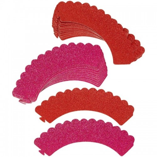 Wilton Cupcake Wrappers - red and pink glitter - 24pcs