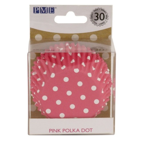 PME Pink Polka Dot Cupcake Cases with Foil - 30pcs