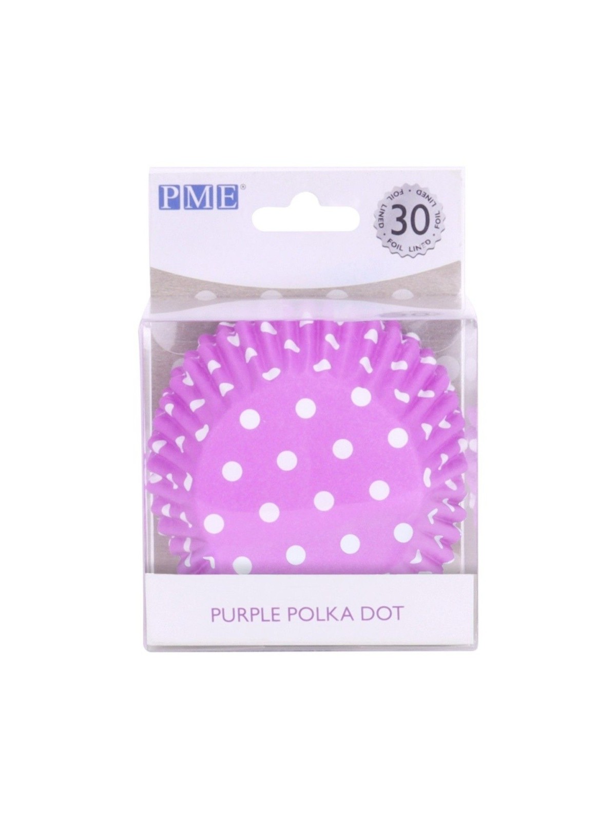 PME Foil Lined Baking cups - purple with polka dot - 30 pcs