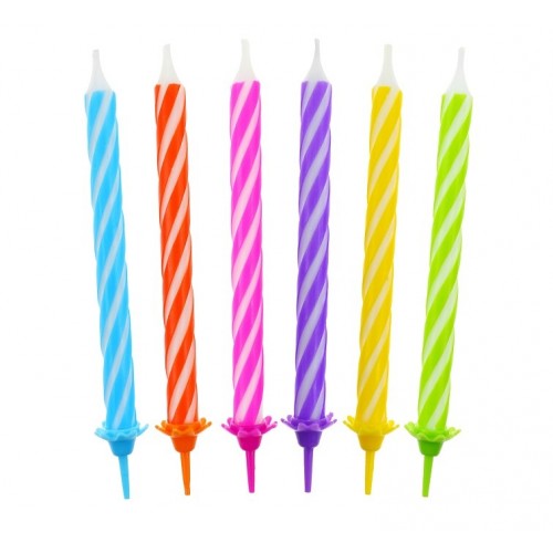 Birthday candles - spiral thin - 24pcs / 6cm.