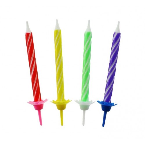 Birthday candles - spiral slim - 24pcs / 6cm