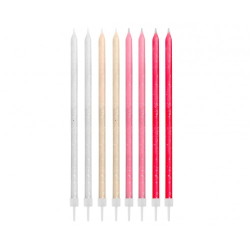 Birthday candles - pink color long - 24pcs