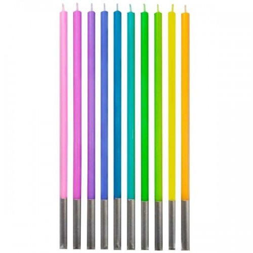 Long colored birthday candles - 10 pcs