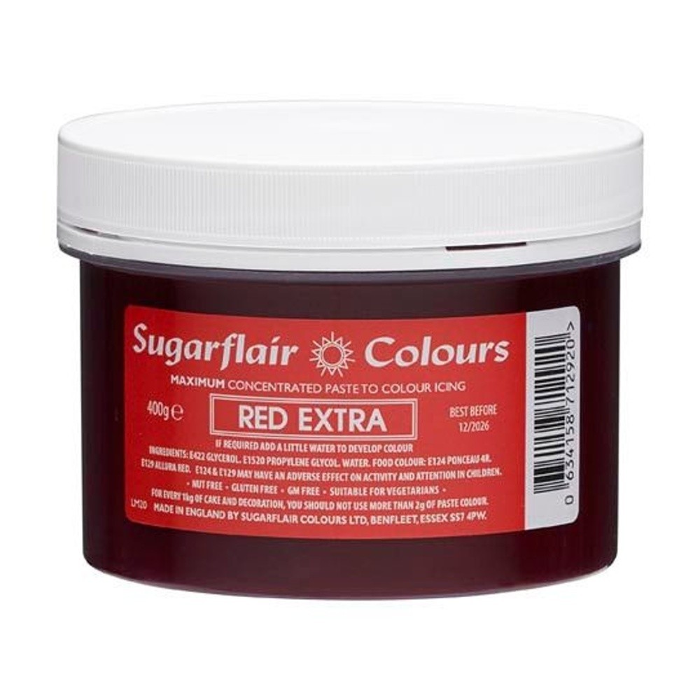 Sugarflair MAXIMUM konzentrierte Gel-Farbe RED extra XXL - Rot - 400g.