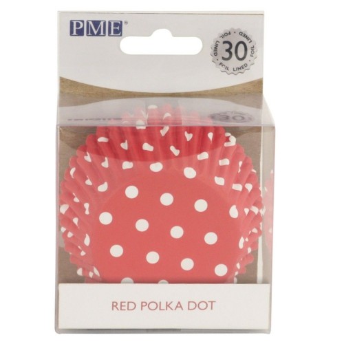 PME Foil Lined Baking cups - red with polka dot - 30 pcs