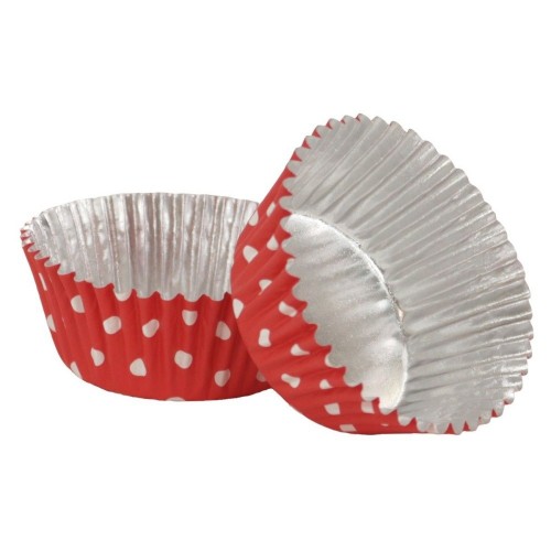 PME cupcake cases with foil - red with dot - 30pcs