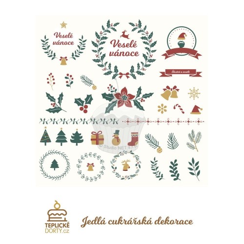 Edible paper "Christmas decoration 32pcs" - A4