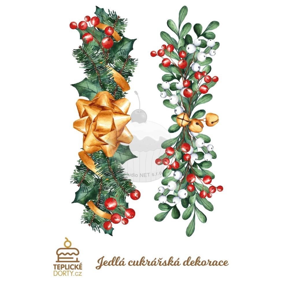 Edible paper "Christmas decoration branches 2pcs" - A4