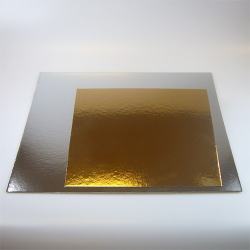 Quadratische Unterlage für Kuchen Gold / Silber 35 cm - 100 Stück