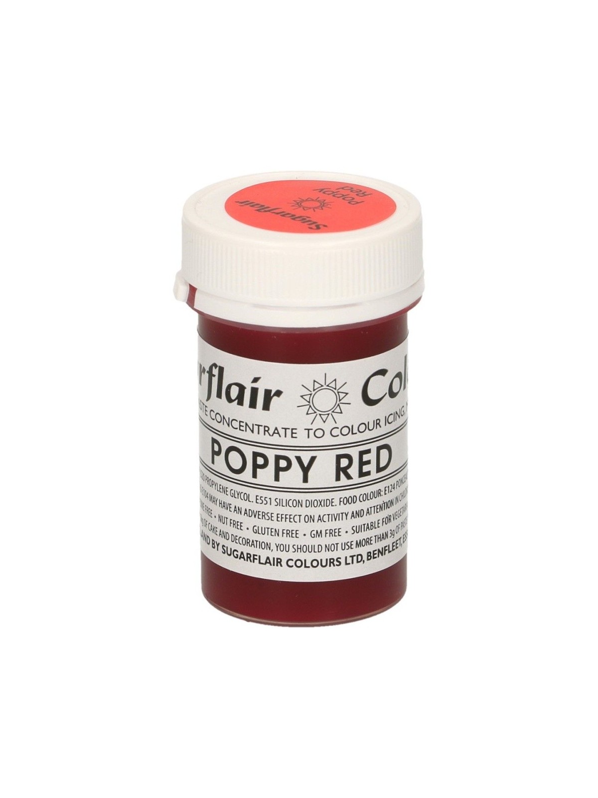 Sugarflair gel color - poppy red