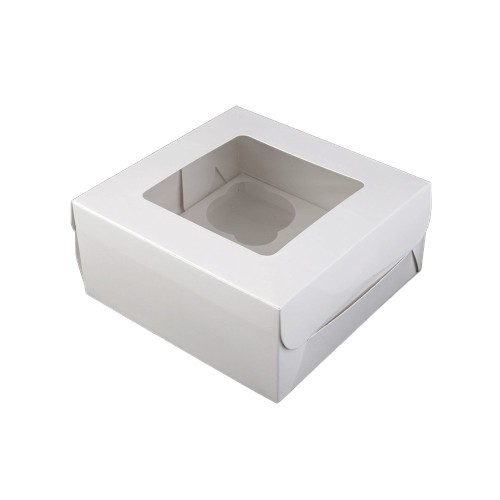 Muffin Box mit Fenster - 4 Stück - 16 x 16 cm