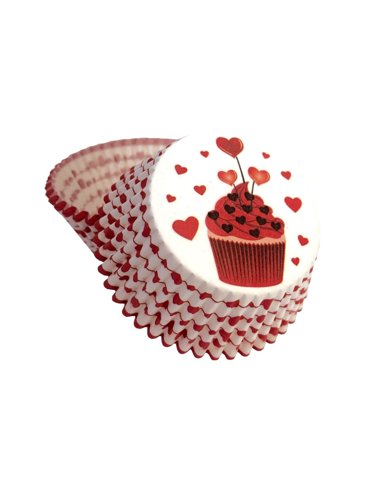 Baking cups - muffin with hearts - 50pcs