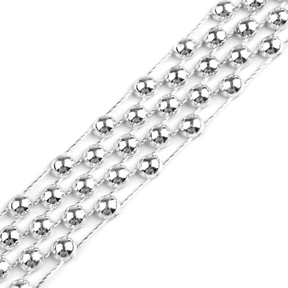 Ribbon mit Perlen - Silver 1,7 cm x 9 m