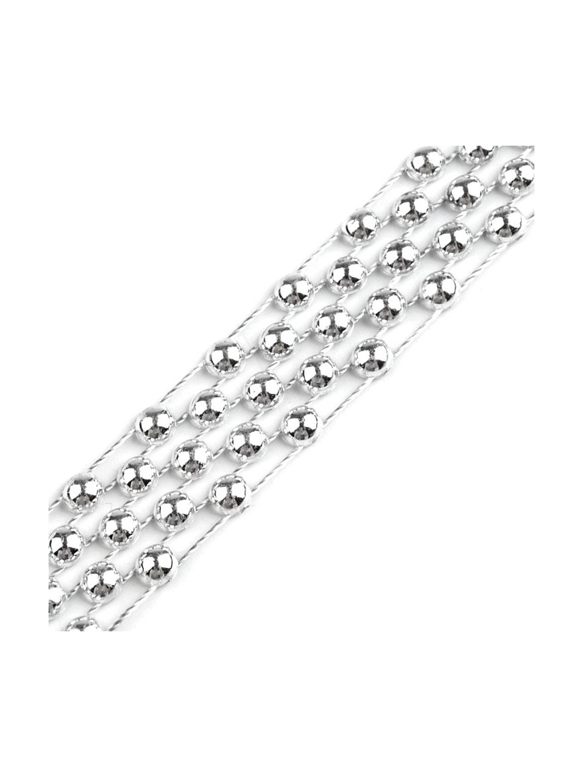 Ribbon mit Perlen - Silver 1,7 cm x 9 m