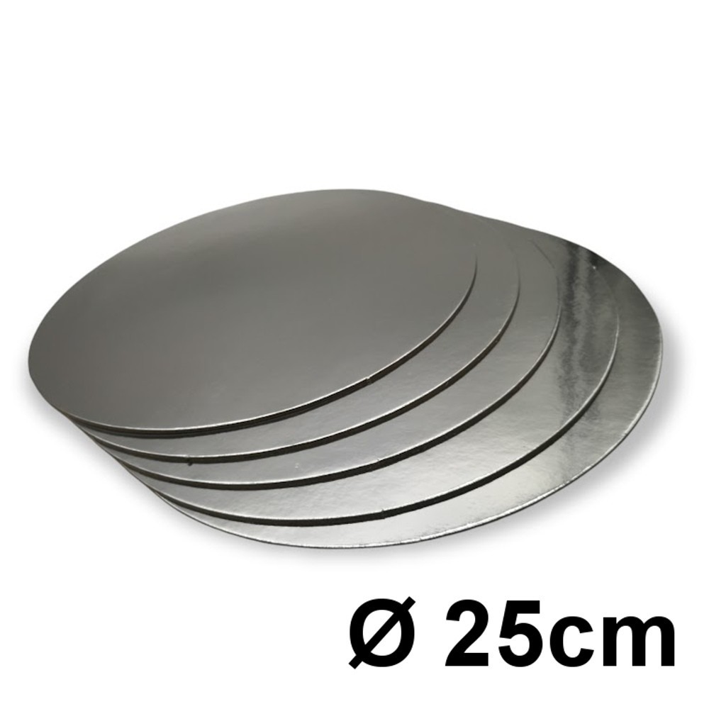 Set of 5pcs pad under silver cake - round smooth 25cm
