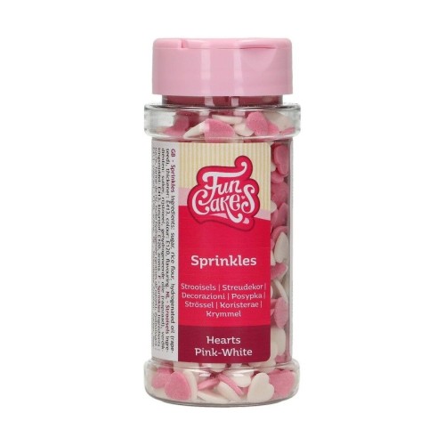 FunCakes Sugar sprinkles - pink / white hearts - 60g