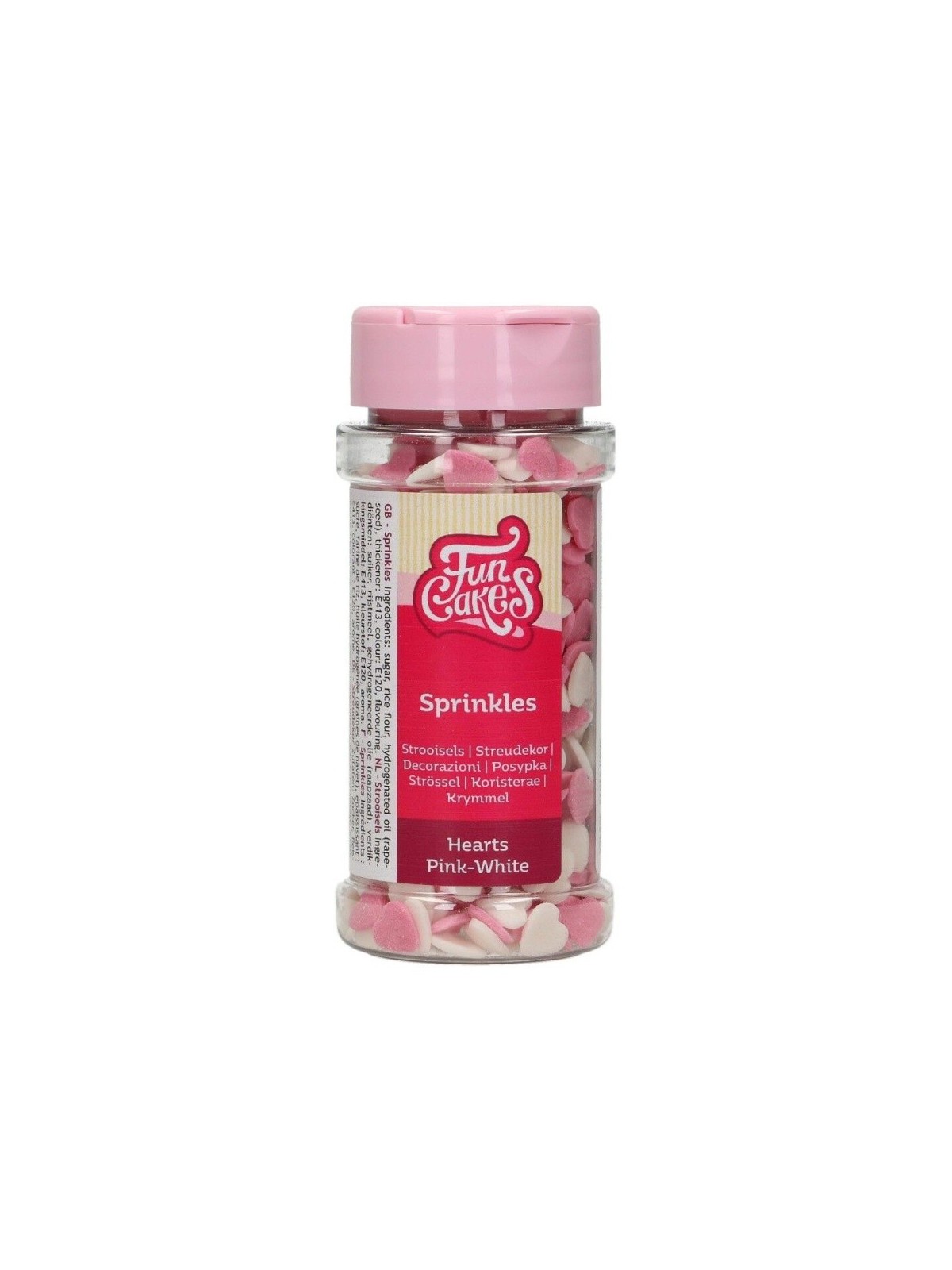 FunCakes Sugar sprinkles - pink / white hearts - 60g