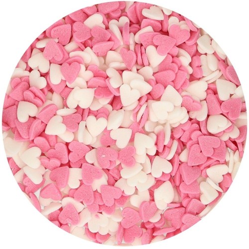 FunCakes Sugar sprinkles - pink / white hearts - 60g