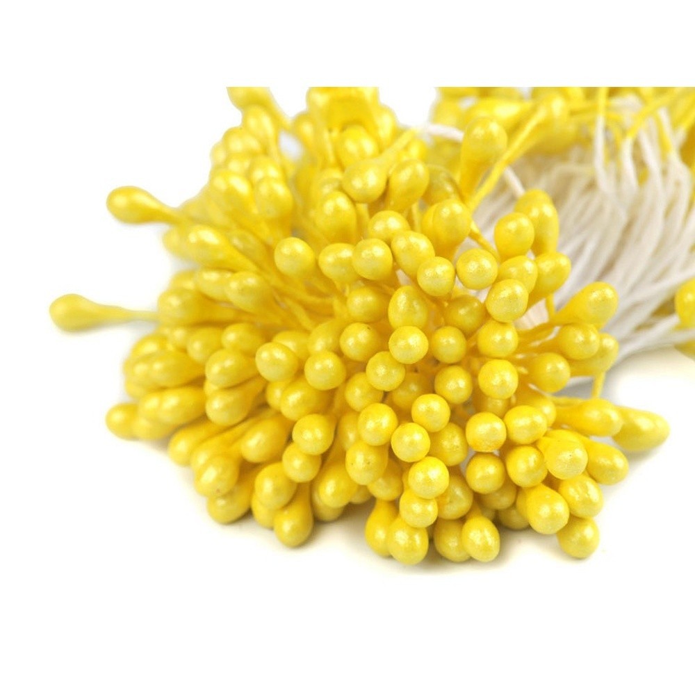 Flower stamens - medium pearl yellow - 150 pcs.