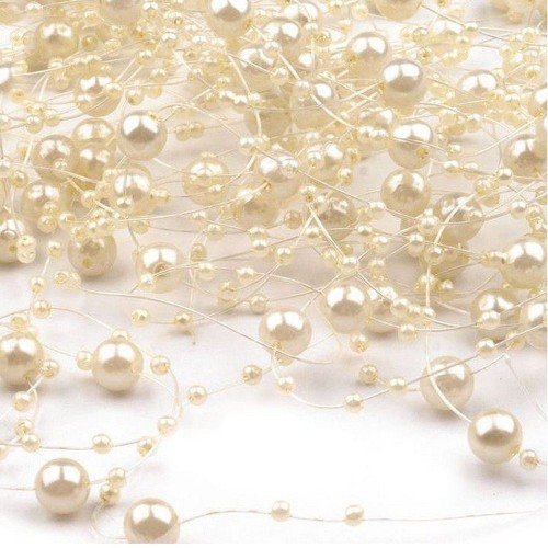 Pearls on nylon - cream mother-of-pearl 130cm / 12pcs
