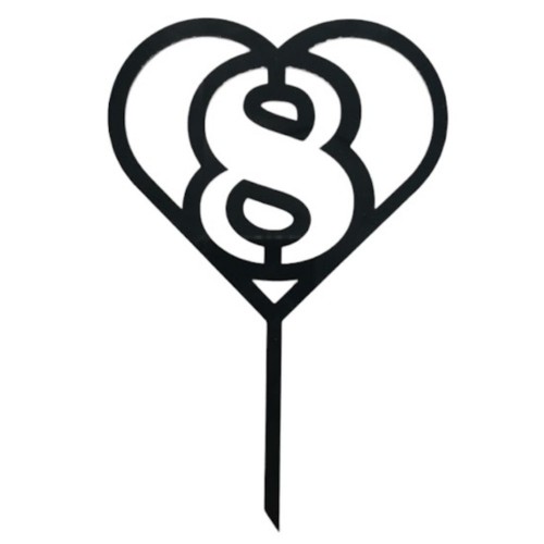 Cake topper - Number in the heart No.8