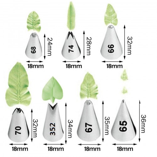 Set mit 7 Stück Edelstahl-Creme-Spitzen