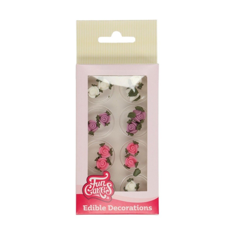 FunCakes Zuckerschmuck Rosen mit Blättern - Rosen mit Blättern 16 Stück