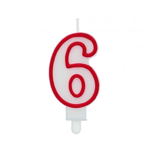 Cake candle with red border - number 6