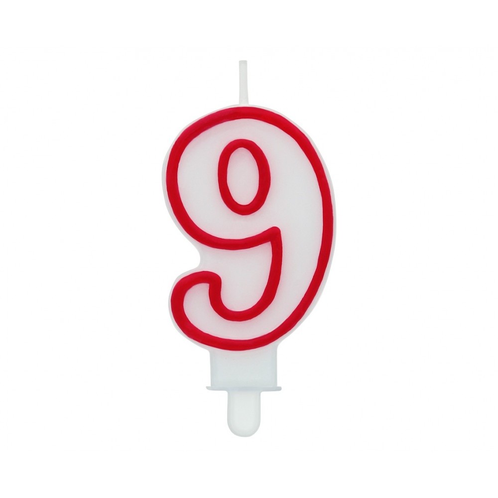 Cake candle with red border - number 9