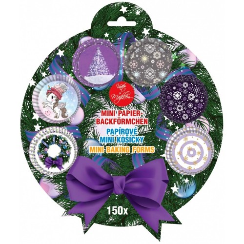 Baking Cups MINI  - Christmas Unicorn - purple set - 150 pcs