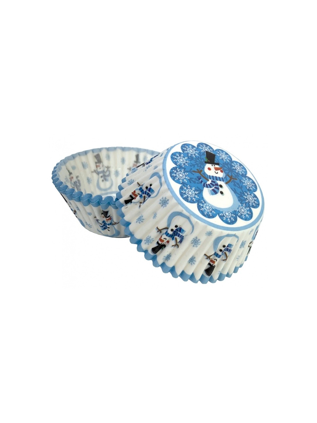 Baking cups - blue snowman - 50 pcs