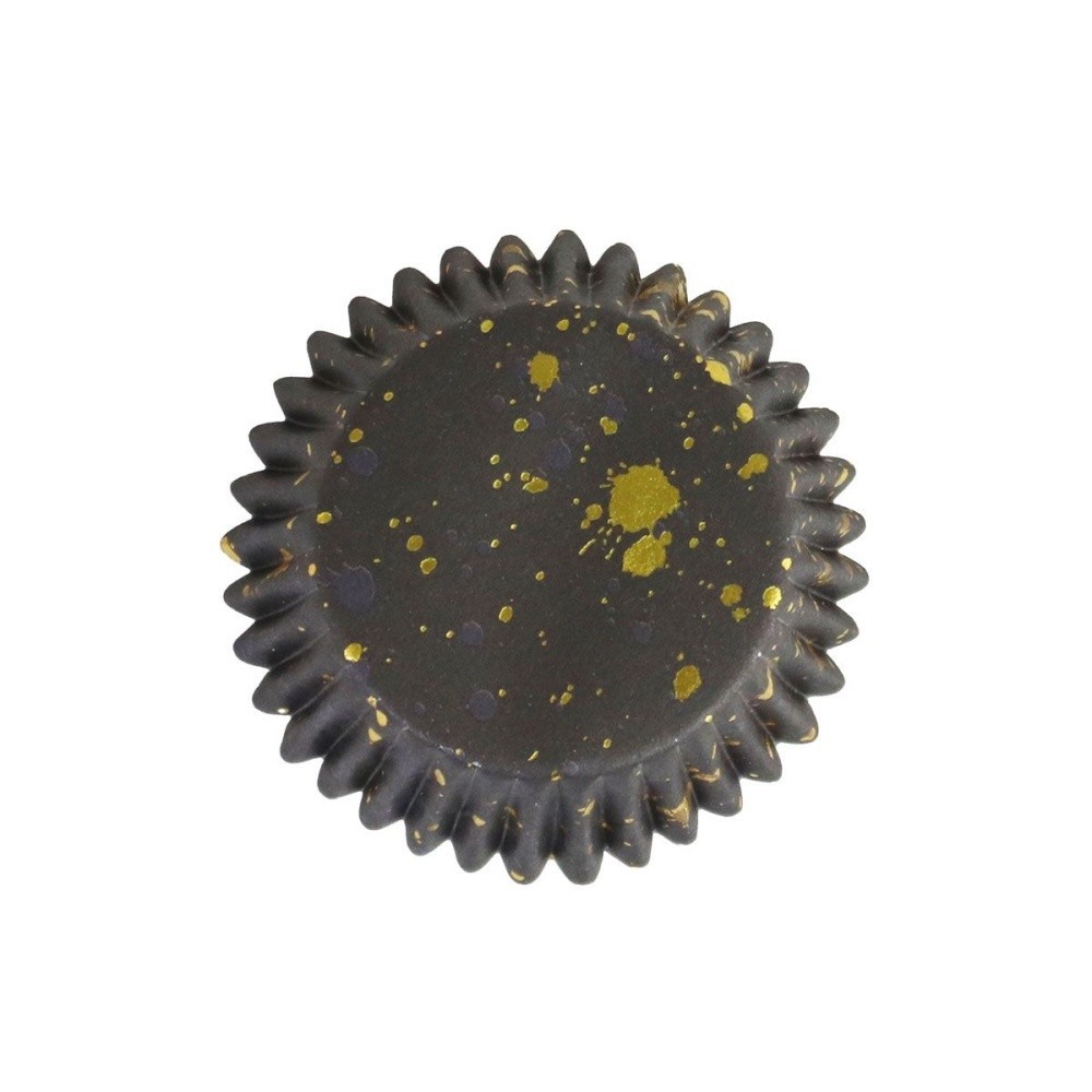 PME Foil Cupcake Cases - Black with Gold Spots - 30pcs