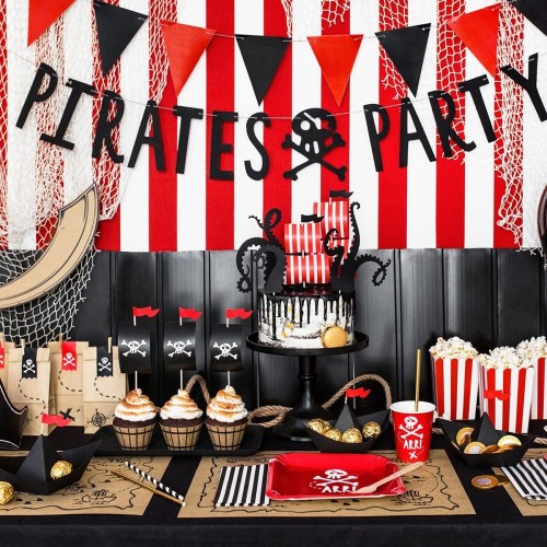 PartyDeco - cupcake wrapper with toppers - Pirates party - 6+6pcs