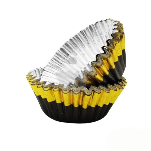 PME confectionery foil cups - black with gold rim - 30 pcs