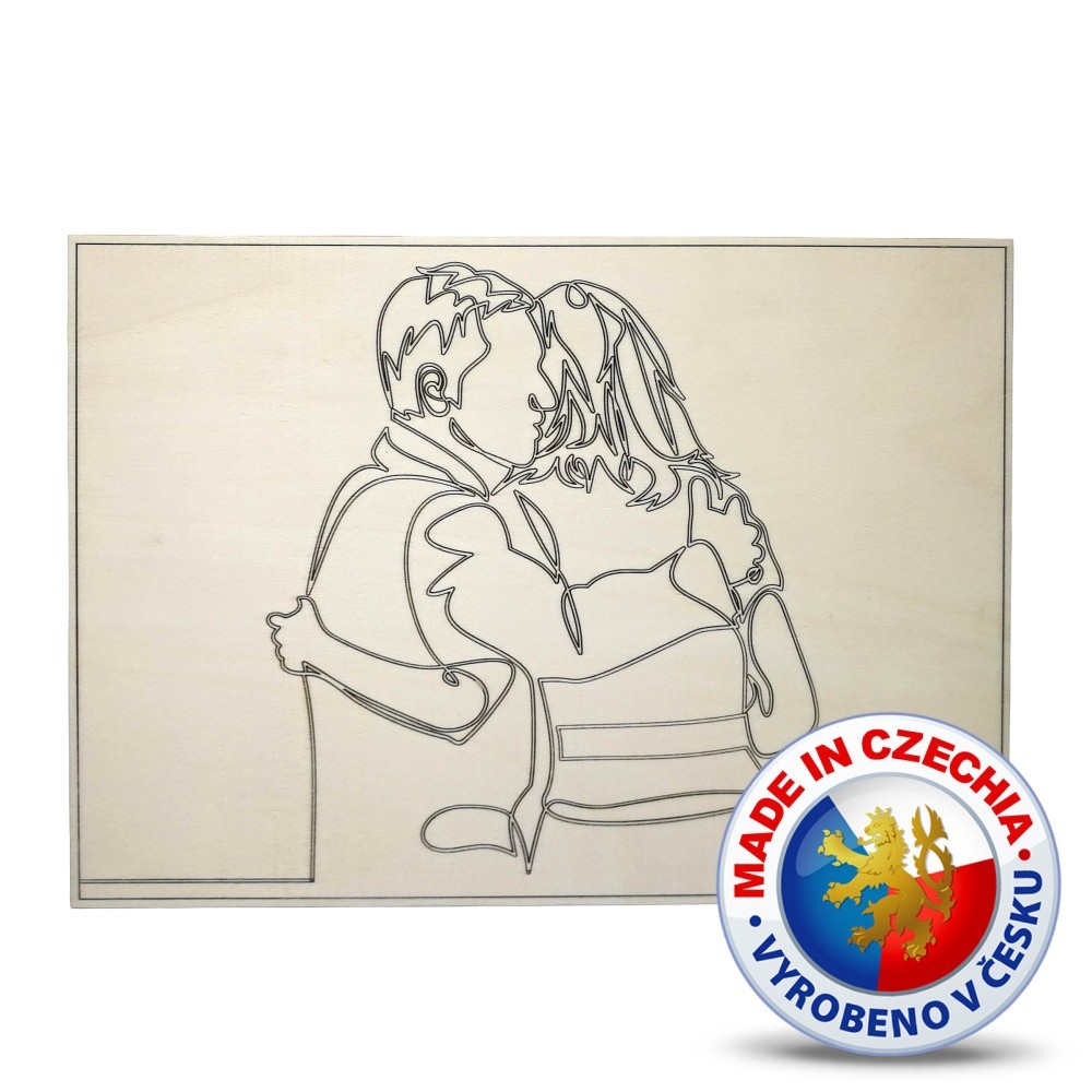 Wooden coloring pages - Couple in an embrace