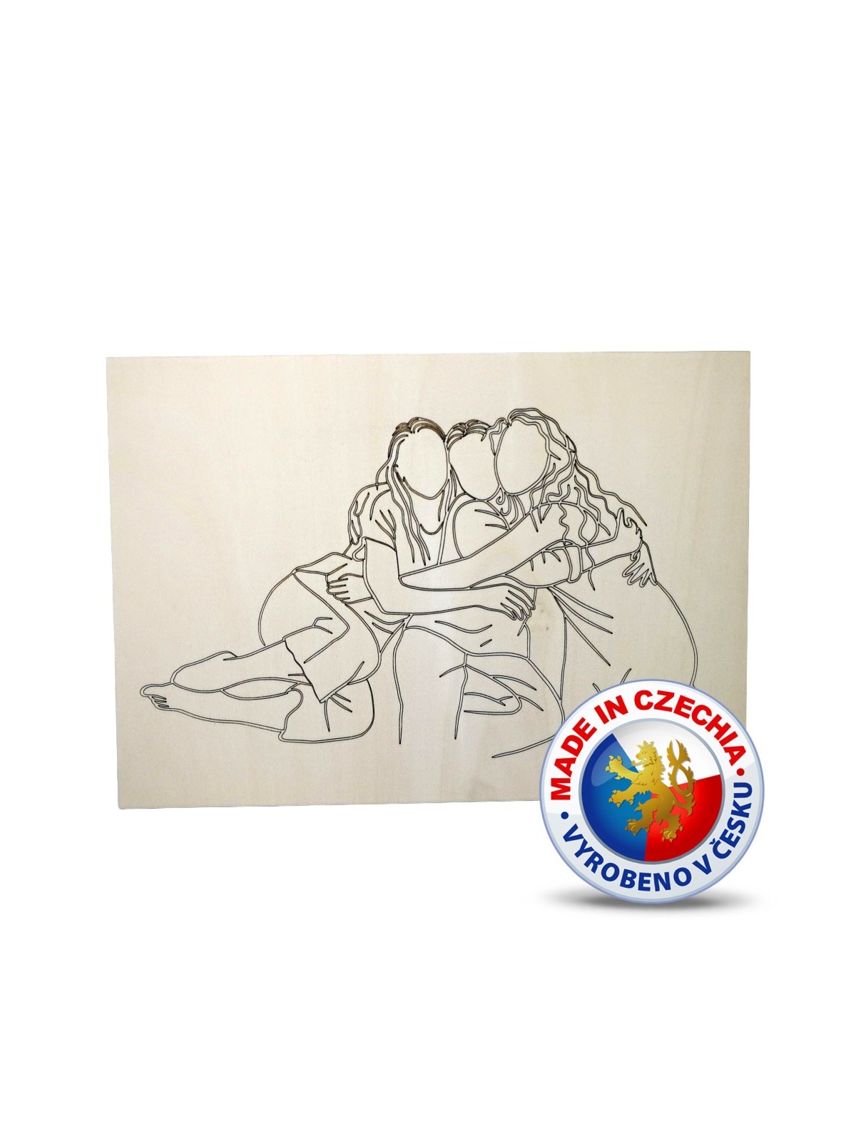 Wooden coloring pages - Girls in an embrace