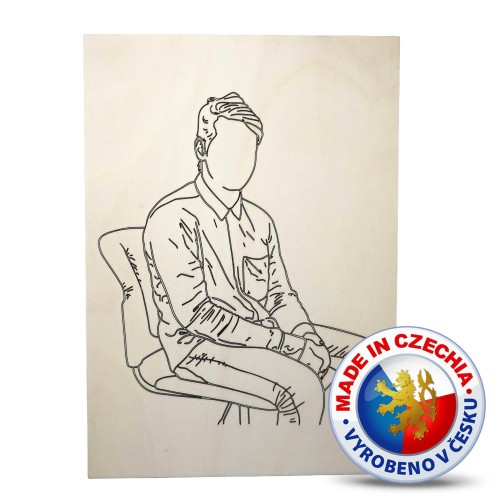 Wooden coloring pages - Sitting man
