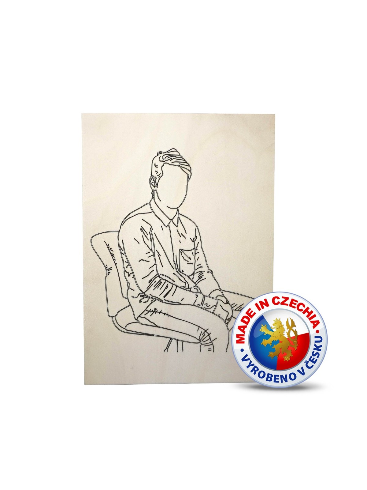 Wooden coloring pages - Sitting man