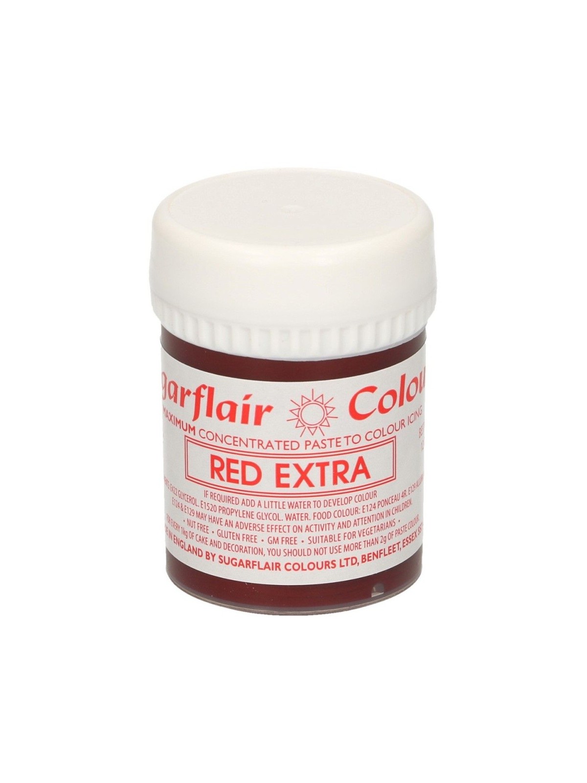 Sugarflair Gel-Farbe EXTRA RED - extra rot 42g