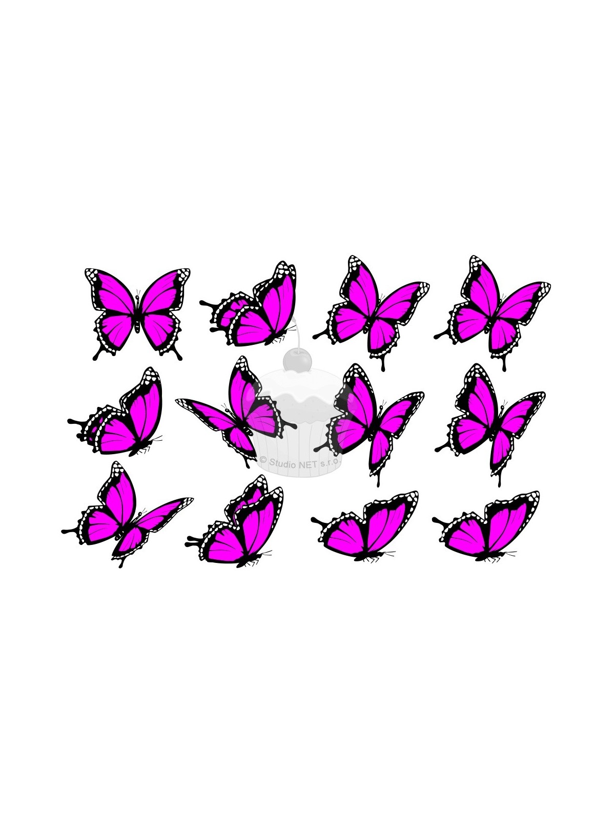 "Butterflies pink 12 pcs" - A4