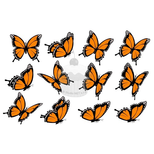 "Butterflies orange 12 pcs" - A4