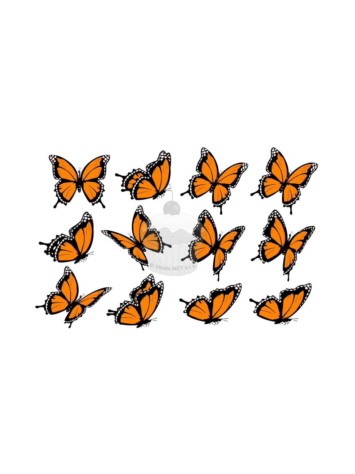 "Butterflies orange 12 pcs" - A4