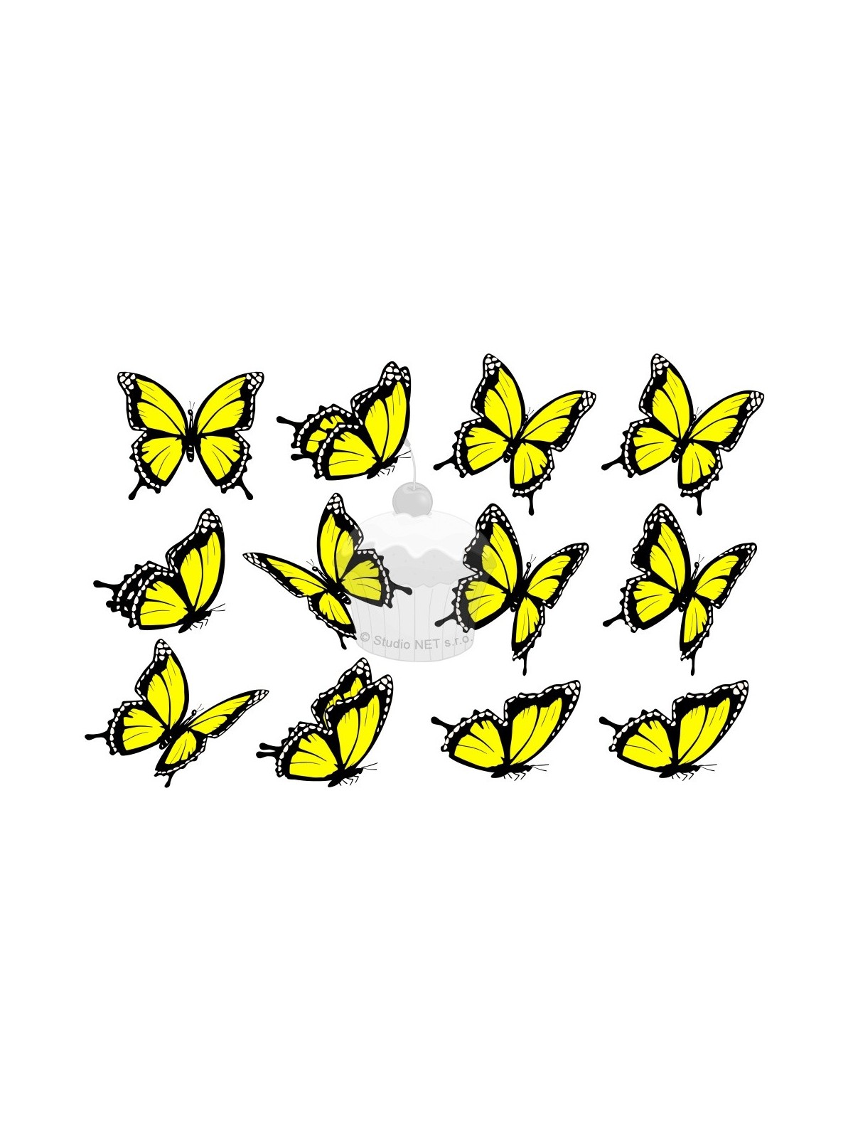 "Butterflies yellow 12pcs" - A4