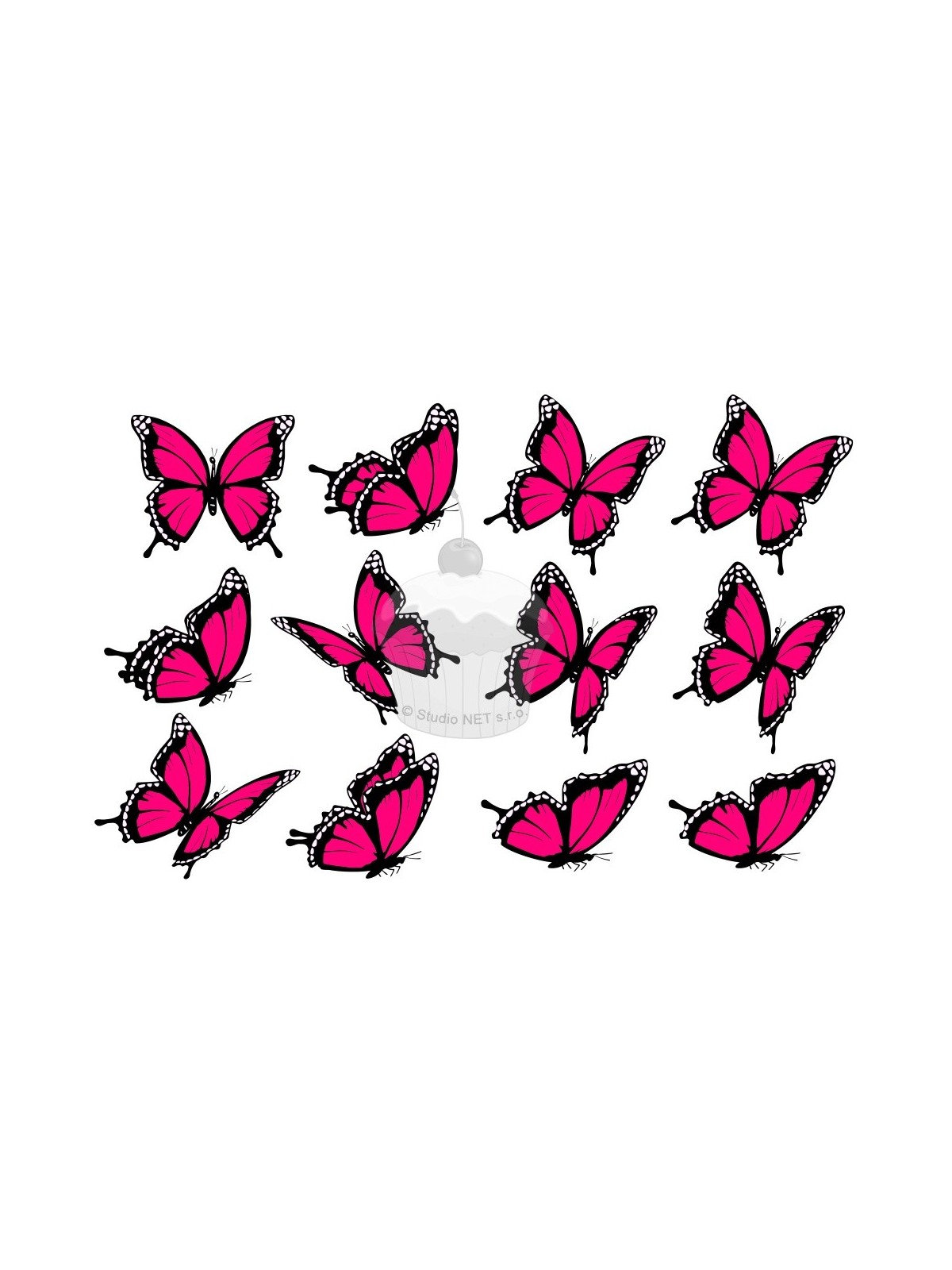 "fuchsia butterflies 12 pcs" - A4