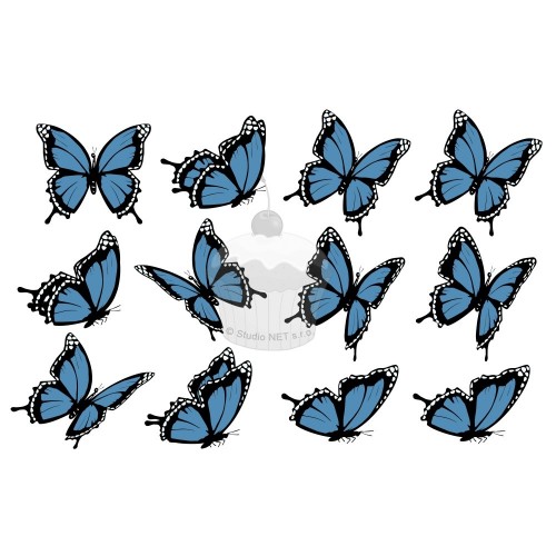 "Butterflies blue II. 12 pcs" - A4
