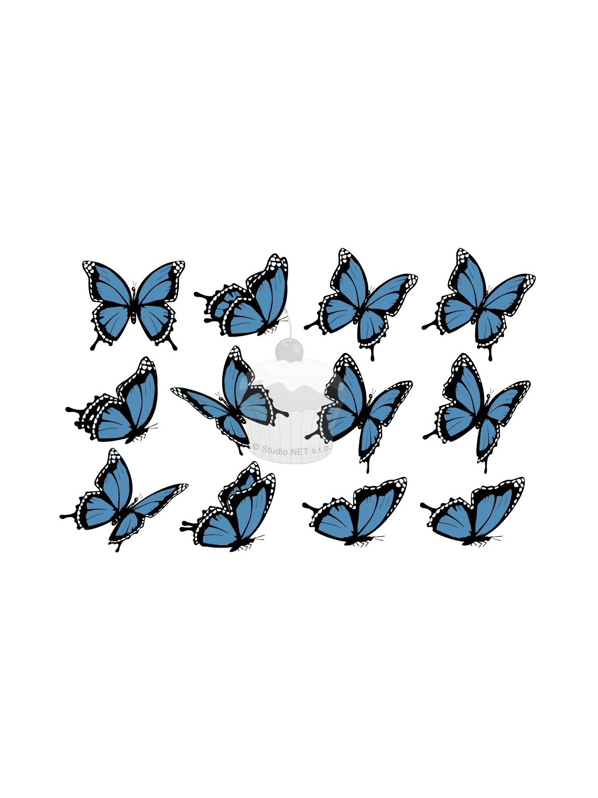 "Butterflies blue II. 12 pcs" - A4
