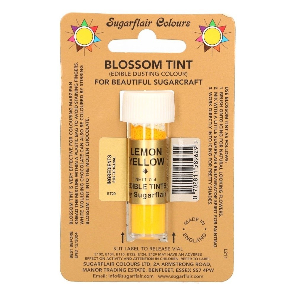 Sugarflair Blossom Tint Dusting Colours - Lemon Yellow - 7ml